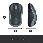 Logitech M185 Wireless Mouse, 2.4GHz with USB Mini Receiver, 12-Month Battery Life, 1000 DPI Optical Tracking, Ambidextrous PC/Mac/Laptop - Swift Gray - Image 4