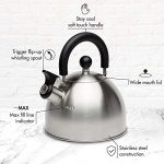 Primula Stewart Whistling Stovetop Tea Kettle Food Grade Stainless Steel, Hot Water Fast to Boil, Cool Touch Folding, 1.5-Quart, Brushed with Black Handle - Image 8