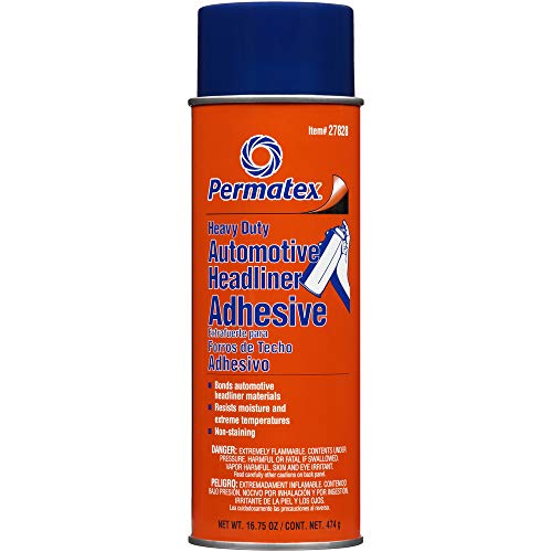 Permatex 27828 Body Shop Heavy Duty Headliner Adhesive, High-Strength Spray Adhesive, Repair Detached Or Loose Interior Parts, Dries Clear, Aerosol Can, 16.75 Oz