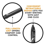 BIC Gelocity Quick Dry Black Gel Pens, Medium Point (0.7mm), 4-Count Pack, Retractable Gel Pens With Comfortable Full Grip - Image 6
