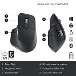 Logitech MX Master 3S - Wireless Performance Mouse, Ergo, 8K DPI, Track on Glass, Quiet Clicks, USB-C, Bluetooth, Windows, Linux, Chrome - Graphite - With Free Adobe Creative Cloud Subscription - Image 7