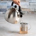 Primula Stewart Whistling Stovetop Tea Kettle Food Grade Stainless Steel, Hot Water Fast to Boil, Cool Touch Folding, 1.5-Quart, Brushed with Black Handle - Image 2