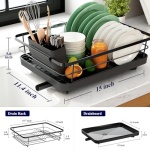 Kitsure Dish Drying Rack- Space-Saving Dish Rack, Dish Racks for Kitchen Counter, Stainless Steel Kitchen Drying Rack with a Cutlery Holder,12''W x 15''L, Black - Image 5