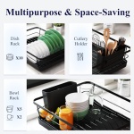 Kitsure Dish Drying Rack- Space-Saving Dish Rack, Dish Racks for Kitchen Counter, Stainless Steel Kitchen Drying Rack with a Cutlery Holder,12''W x 15''L, Black - Image 6