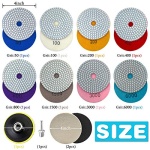 4 Inch Diamond Polishing Pads, 12PCS Wet/Dry Granite Stone 50-6000 Grit for Drill, Grinder, Polisher - For Concrete Marble Stone Countertop Quartz - Image 2