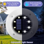 SOLPEX 12 Pack Solar Ground Lights Outdoor, Waterproof 8 LED Solar Powered Disk Lights Outdoor Garden Landscape Lighting for Yard Deck Lawn Patio Pathway Walkway (White) - Image 3