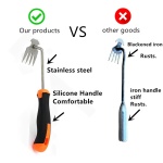 Weed Removal Tool, 2024 New Garden Weeding Tools Manganese Steel Hand Weeder Tool with Handle, 4 Teethes Dual Purpose Manual Weeders Tool Weed Pulling Tool for Garden (Rubber Handle) - Image 2