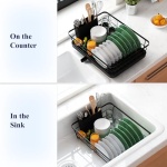 Kitsure Dish Drying Rack- Space-Saving Dish Rack, Dish Racks for Kitchen Counter, Stainless Steel Kitchen Drying Rack with a Cutlery Holder,12''W x 15''L, Black - Image 7