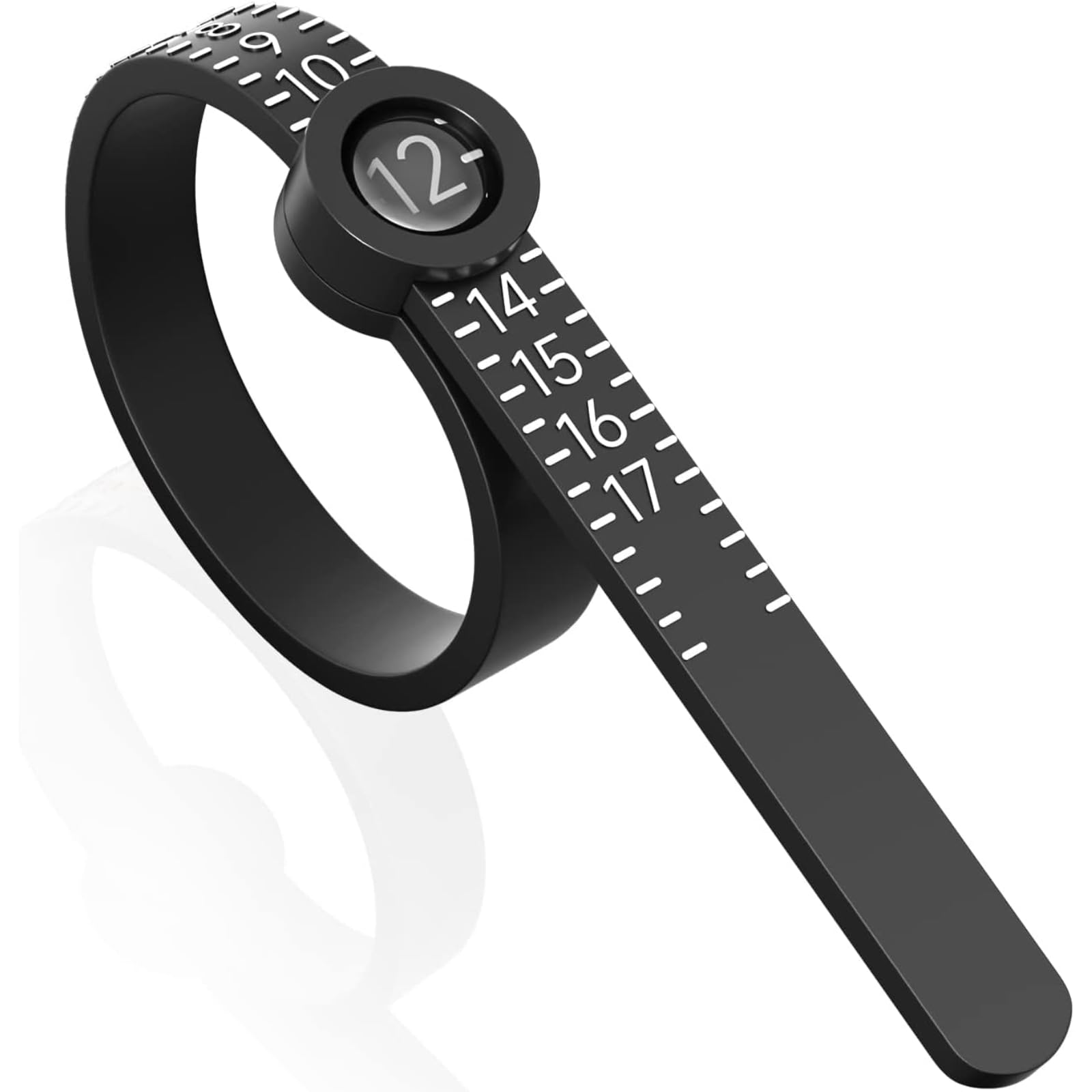 Ring Sizer Measuring Tool Reusable Finger Size Gauge Jewelry Sizing Tool 1-17 USA Rings Size (Black | White Printing)