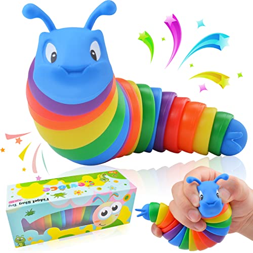 Cevioce Fidget Slug Toy, Sensory Slug Fidget Toys for Kids & Adults, 1Pc Autism Sensory Toys for Autistic Children Toddlers, Toddler Toys - 3 4 5 6 7 8+ Year Old Girl Boy Birthday Gifts