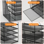LEKETREE Desk Organizers and Accessories, 5-Tier Paper Letter Tray Organizer with File Holder, Desktop Organizer for Office Supplies, Office Desk Accessories & Workspace(Black) - Image 3