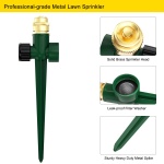 FANHAO 2 Pack Metal Lawn Sprinkler for Yard, Automatic Garden Water Sprinkler on Spike Base, Adjustable Brass Sprinkler Nozzle 360 Degree Large Area Coverage for Lawn Grass Patio Garden Irrigation - Image 4