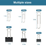 Binder Clips Paper Clips Assorted Sizes, 340pcs Black Binder Clips Jumbo Paperclips Set, Large Paper Clips for Office, School Supplies, Binder & Paper Clips in Container with Compartments - Image 7