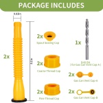 Gas Can Spout Replacement, Anti-Spill Gas Can Nozzle Replacement, 2-Kit Gas Can Spouts No Leaky, Upgraded Replacement Gas Can Spout with Flexible Nozzle, Gas Can Vent, Fit for Most 1/2/5/10 Gal Can - Image 2