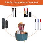 Marbrasse Desk Organizer, 360-Degree Rotating Pen Holder for Desk, Desk Organizers and Accessories with 5 Compartments Pencil Organizer, Art Supply Storage Box Caddy for Office, Home （Dark Green） - Image 3