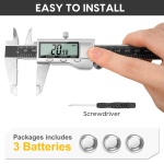 Digital Caliper Measuring Tool, 6 Inch Caliper Tool with Large LCD Screen, Easy Switch from Inch Millimeter Fraction, Stainless Steel Vernier Caliper Digital Micrometer for DIY/Household - Image 4