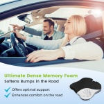 Car Seat Cushion for Car Seat Driver/Passenger - Wedge Car Seat Cushions for Driving Improve Driving Vision/Posture - Memory Foam Butt Pillow/Sciatica Pain Relief Pillow(Mesh Cover,Black) - Image 5