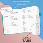Clever Fox Password Book with alphabetical tabs. Internet Address Organizer Logbook. Medium Password Keeper for Website Logins (Aquamarine) - Image 5