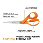 Fiskars Original Orange-Handled Scissors - Ergonomically Contoured - 8" Stainless Steel - Paper and Fabric Scissors for Office, Arts, and Crafts - Orange - Image 5