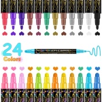 Betem 24 Colors Dual Tip Acrylic Paint Pens Markers, Premium Acrylic Paint Pens for Wood, Canvas, Stone, Rock Painting, Glass, Ceramic Surfaces, DIY Crafts Making Art Supplies - Image 2