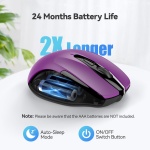 TECKNET Wireless Mouse, 2.4G Ergonomic Optical Mouse, Computer Mouse for USB-A Laptop, PC, Computer, Chromebook, Notebook, 6 Buttons, 24 Months Battery Life - Purple - Image 3
