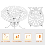 Yaheetech Patio Bistro Sets 3 Piece, Outdoor Rust-Resistant Cast Aluminum Garden Table and Chairs, White - Image 2