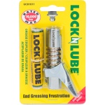 LockNLube Grease Gun Coupler locks onto Zerk fittings. Grease goes in, not on the machine. World's best-selling original locking grease coupler. Rated 10,000 PSI. Long-lasting rebuildable tool. - Image 2
