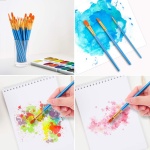 Soucolor Acrylic Paint Brushes Set, 20Pcs Round Pointed Tip Artist Paintbrushes for Acrylic Painting Oil Watercolor Canvas Boards Rock Body Face Nail Art, Halloween Pumpkin Ceramic Crafts Supplies - Image 2
