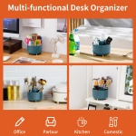 Marbrasse Desk Organizer, 360-Degree Rotating Pen Holder for Desk, Desk Organizers and Accessories with 5 Compartments Pencil Organizer, Art Supply Storage Box Caddy for Office, Home （Dark Green） - Image 7