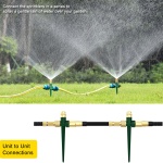 FANHAO 2 Pack Metal Lawn Sprinkler for Yard, Automatic Garden Water Sprinkler on Spike Base, Adjustable Brass Sprinkler Nozzle 360 Degree Large Area Coverage for Lawn Grass Patio Garden Irrigation - Image 3