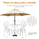 Yaheetech Patio Bistro Sets 3 Piece, Outdoor Rust-Resistant Cast Aluminum Garden Table and Chairs, White - Image 6