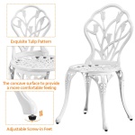 Yaheetech Patio Bistro Sets 3 Piece, Outdoor Rust-Resistant Cast Aluminum Garden Table and Chairs, White - Image 5
