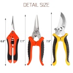3 Pack Garden Pruning Shears Stainless Steel Blades Handheld Pruners Set with Gardening Gloves - Image 3