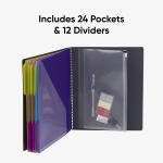 Smead Project Organizer, 24 Pockets, Grey with Assorted Bright Tabs, Tear Resistant Poly, 1/3-Cut Tabs, Letter Size (89206) - Image 4