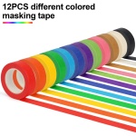 Guirnd 12PCS Colored Masking Tape, Kids Art Supplies Colored Tape, DIY Craft Tape, Colored Tape Rolls, Colored Painters Tape 1.7cm x 12m (2/3In x 13Yards) - Image 6