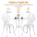 Yaheetech Patio Bistro Sets 3 Piece, Outdoor Rust-Resistant Cast Aluminum Garden Table and Chairs, White - Image 3