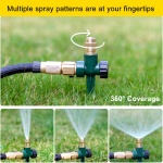 FANHAO 2 Pack Metal Lawn Sprinkler for Yard, Automatic Garden Water Sprinkler on Spike Base, Adjustable Brass Sprinkler Nozzle 360 Degree Large Area Coverage for Lawn Grass Patio Garden Irrigation - Image 5