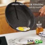 SENSARTE Nonstick Frying Pan Skillet, Swiss Granite Coating Omelette Pan, Healthy Stone Cookware Chef's Pan, PFOA Free (8/9.5/10/11/12.5 Inch) (9.5 Inch) - Image 7