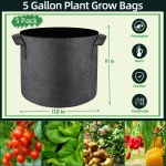 lucdnc 5 Pcs Grow Bags 5 Gallon Plant Grow Bags Multi-Purpose Nonwoven Fabric Pots with Durable Handles,Outdoor Garden Plant Pots for Vegetables Fruits Flowers Herb Succulent Bonsai Plants - Image 5