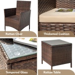 Devoko Patio Porch Furniture Sets 3 Pieces PE Rattan Wicker Chairs with Table Outdoor Garden Furniture Sets (Brown/Beige) - Image 3
