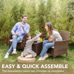 Devoko Patio Porch Furniture Sets 3 Pieces PE Rattan Wicker Chairs with Table Outdoor Garden Furniture Sets (Brown/Beige) - Image 4