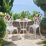 Yaheetech Patio Bistro Sets 3 Piece, Outdoor Rust-Resistant Cast Aluminum Garden Table and Chairs, White - Image 7